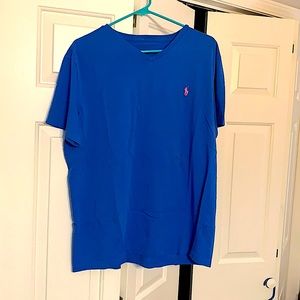 Blue polo V neck with pink polo man